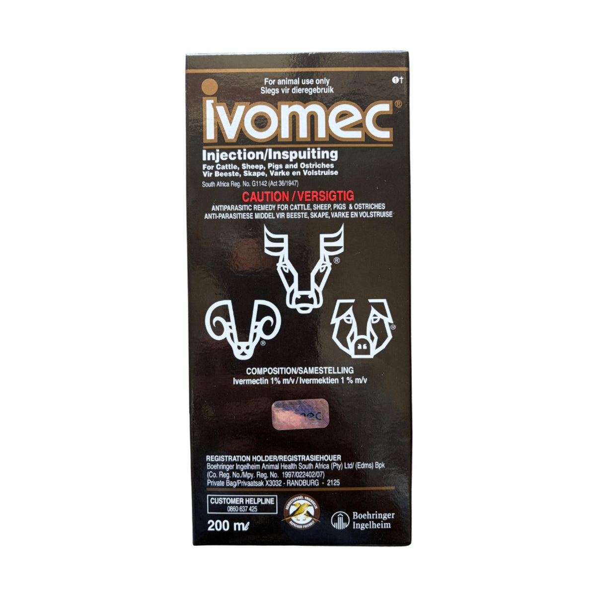Ivomec 1 % injectable antiparasitaire pour bovins, ovins, porcs et autruches (200 ml)